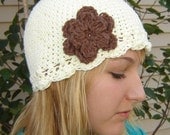 Adult Flapper Beanie - vanilla, chocolate