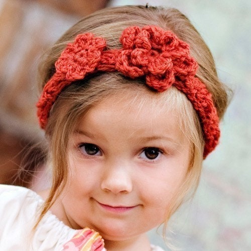 Kids Flowered Headband - spiced pumpkin