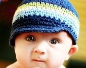 Baby Visor Beanie - navy, light sage, eggshell, light blue