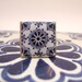 Mexican Ring, Talavera tile miniature, sterling silver, adjustable, Southwest chic, Day of the dead, Dia de los Muertos jewelry