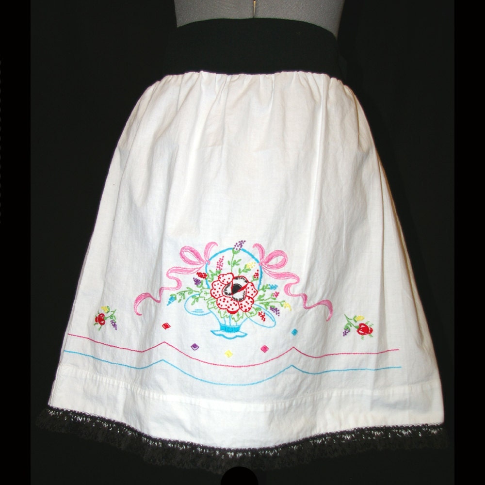 Women's Pillowcase skirt made from an upcycled vintage pillowcase