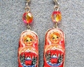 Matryoshka Dolls Polymer Clay Kitsch Dangle Earrings 14A