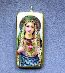 Made to Order - Christian Catholic Saint Virgin Mary Jesus Recycled Domino Art Pendant - Your Choice of Image