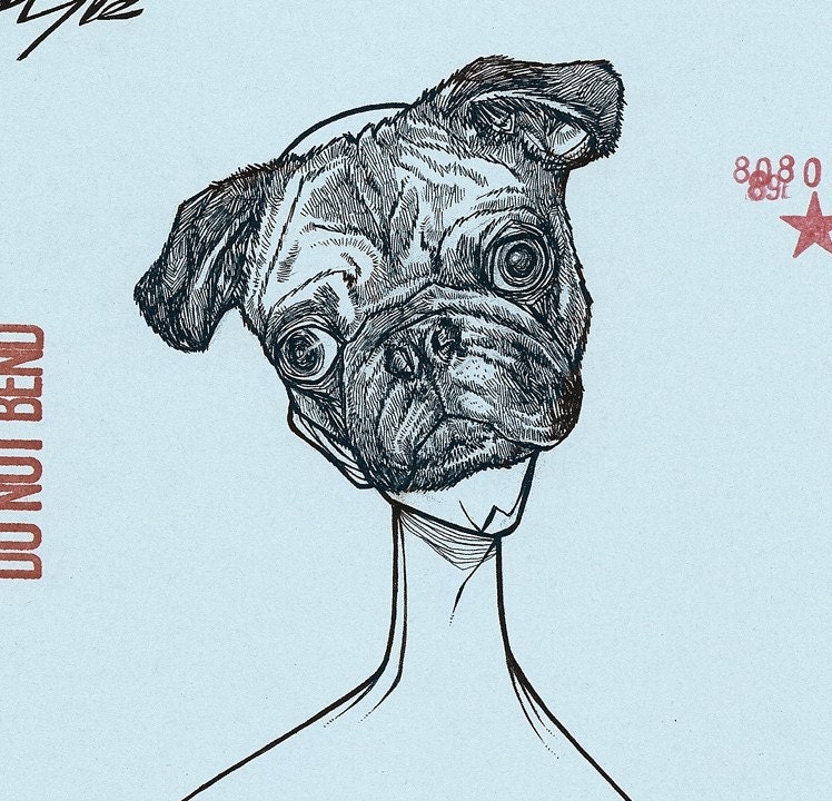 Pug Dog Mask two color dog puppy pug animal pet mask anthropomorphic cute kawaii print