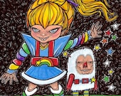 Rainbow Brite is Evil With Power toys nostalgia eighties girls geek nerd dork kitsch pop culture full color art drawing print