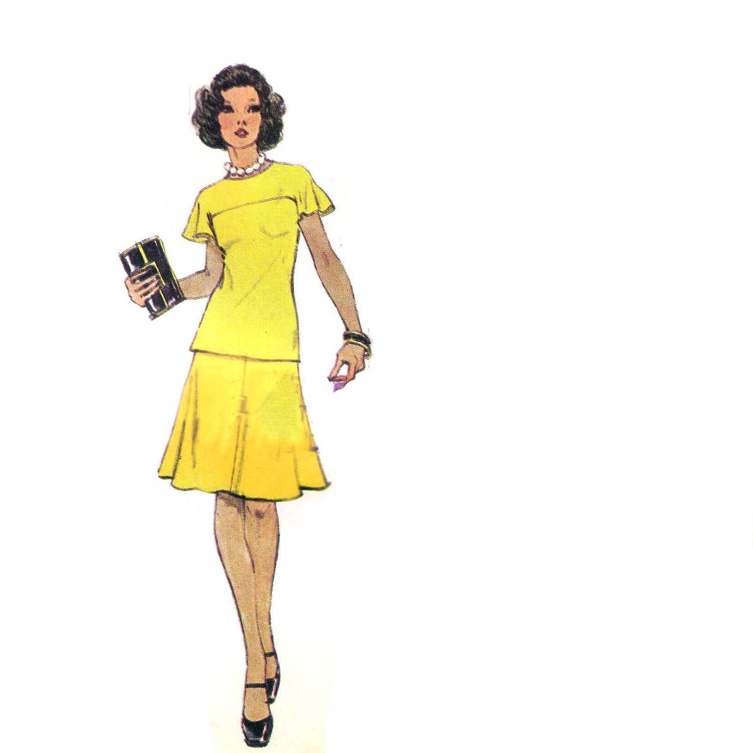 70s Two Piece Dress or Skirt and Top vintage pattern 34-26.5-36 uncut