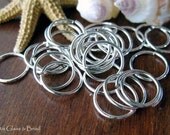 Hand cut 20 gauge round jump rings 10mm OD 25 pieces. AGB artisan handmade sterling silver jewelry findings. Made to Order.