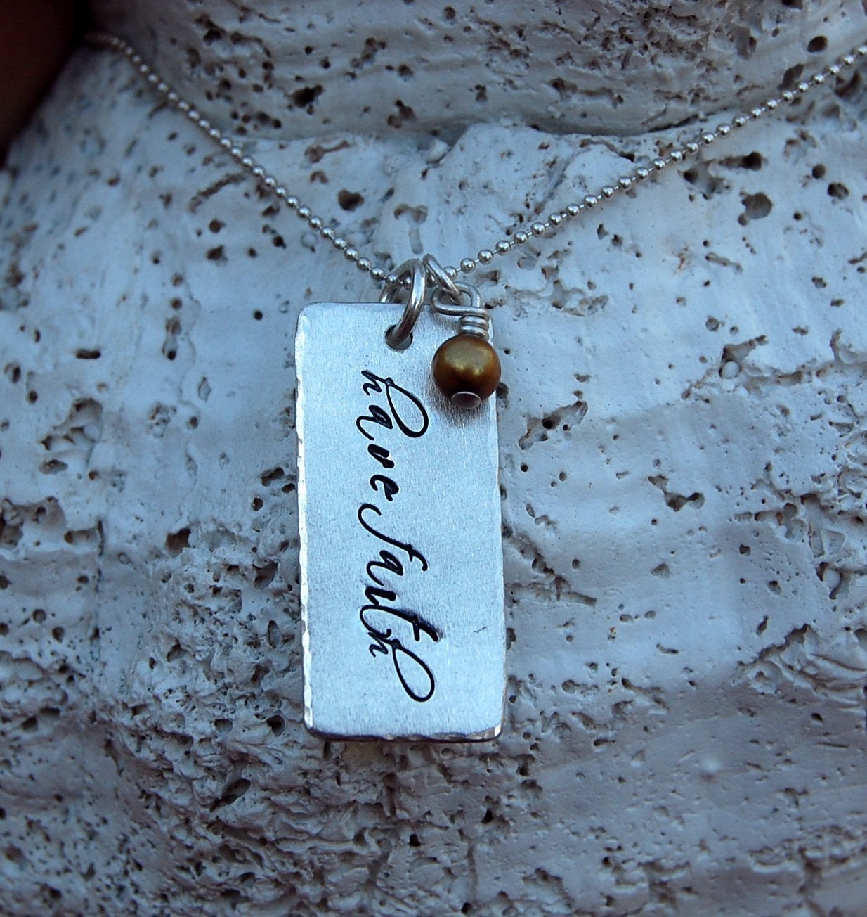 Have Faith Sterling Bar Tag Style Necklace