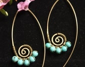 Turquoise swirl leave earrings