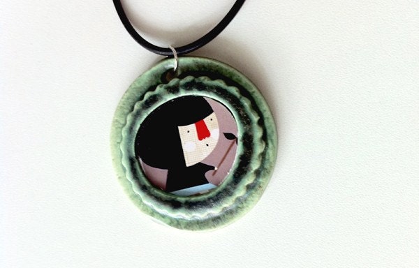 Mustache envy - ceramic pendant