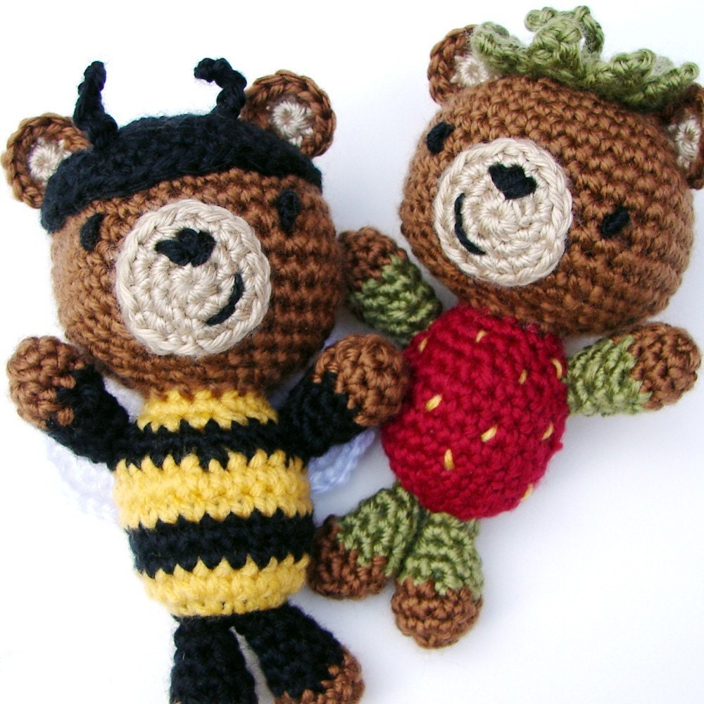 PDF Crochet Pattern - Buzzy B and Berry Bear