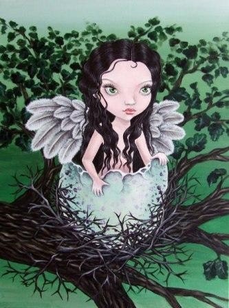 Dryad - the oak tree fairy - 5x7 PRINT of an original acrylic painting by Tanya Bond