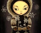 Eskimo girl - the snowflake fairy - 5x7 print of a painting by Tanya Bond