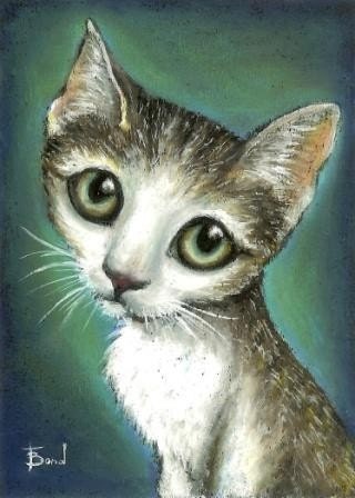 Graceful Tabby portrait - 5x7 print of an original painting by Tanya Bond