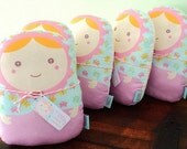 matryoshka style dolls "carminitas pastel butterfly grandes" (blue)  -- set of (5) --MADE TO ORDER