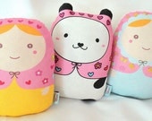 Cute plush matryoshkas dolls/pillows/plush/softies/decor ---grande size-- set (3)
