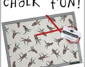 Chalk Mat / Chalkmat: Sock Monkeys Dine.n.Doodle travel coloring placemat - laminated cotton & chalkcloth - Sale take 20% off