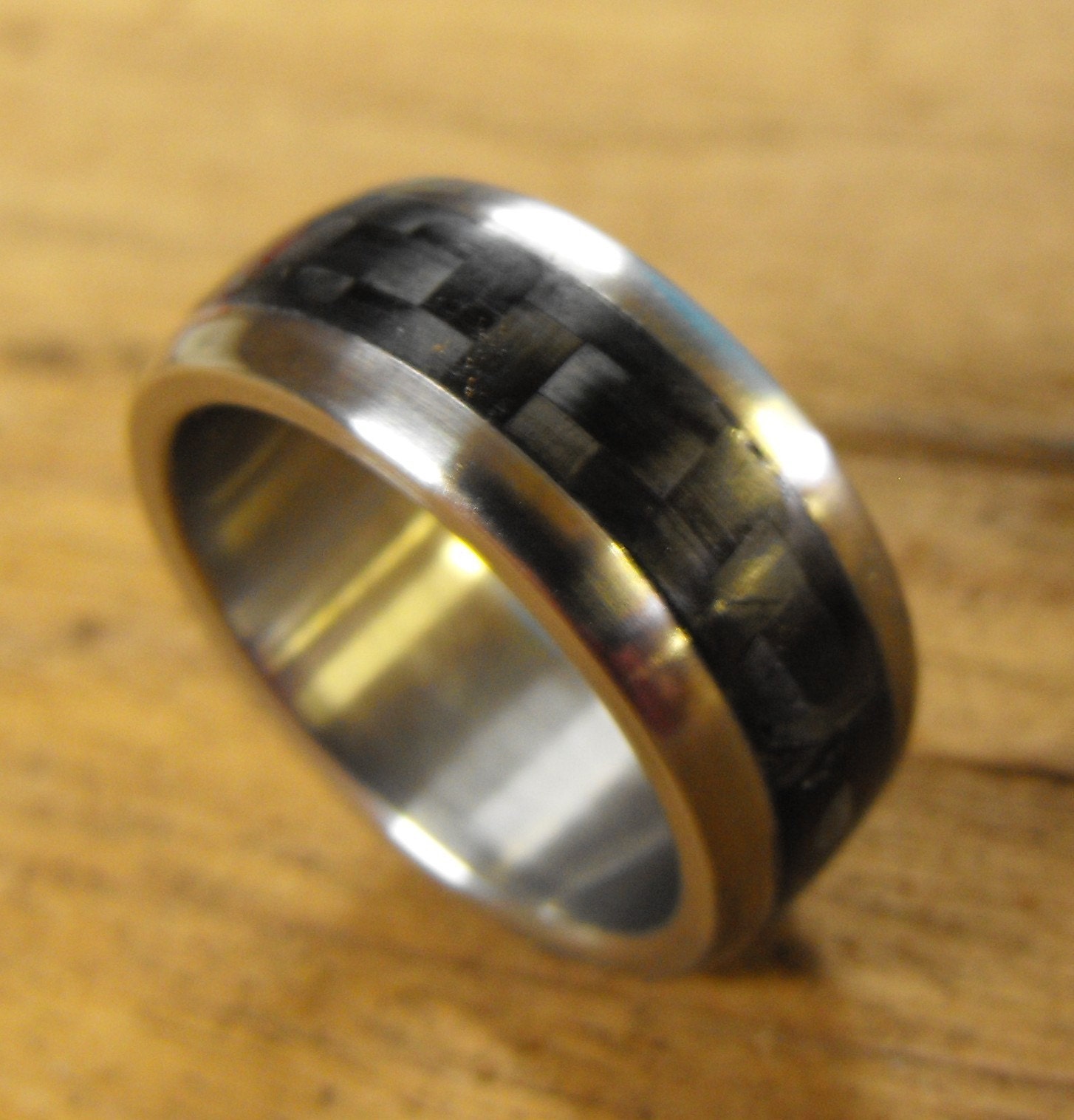 Titanium Wedding Ring with Carbon Fiber Inlay