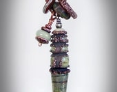 Electroformed Lampwork Necklace, Glass Pendant Copper Chains
