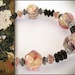 Rhodochrosite Bracelet, Adjustable Length, Pink and Black