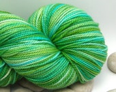 Superwash Merino Hand Dyed Wool Knitting Yarn - Fingering Weight, Variegated, 430yds - Around the Green