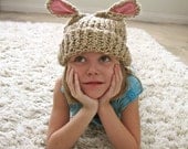 Lamb Eared Soft Knit Hat Beige Lamby Toddler to Kid Size