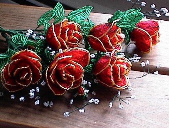 beaded wire flowers