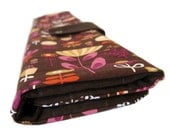 straight knitting needle organizer - brown mod flowers