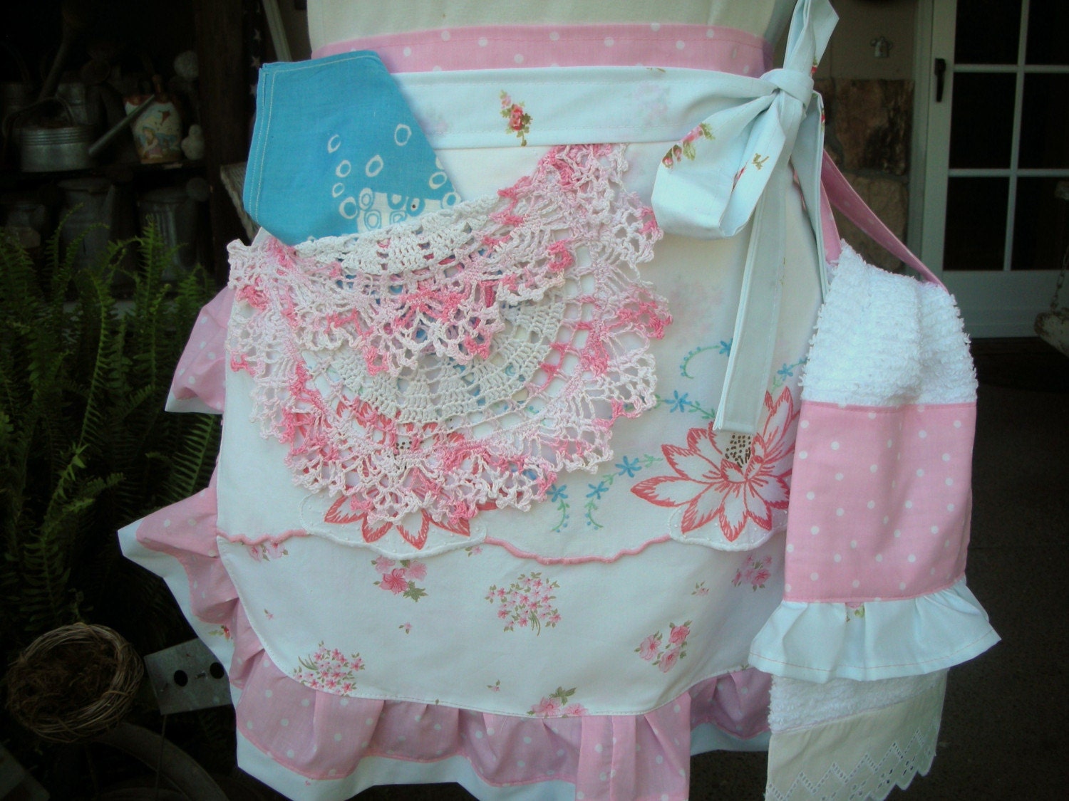Aprons - Half Aprons - Shabby Chic Aprons - Cottage Chic Apron - Handmade and Lacy Aprons - Handmade Vintage Inspired Aprons