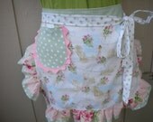 Aprons - Womens Half Aprons - Wedding Aprons - Bridal Aprons - Here Comes The Bride - Shabby Chic Handmade Apron
