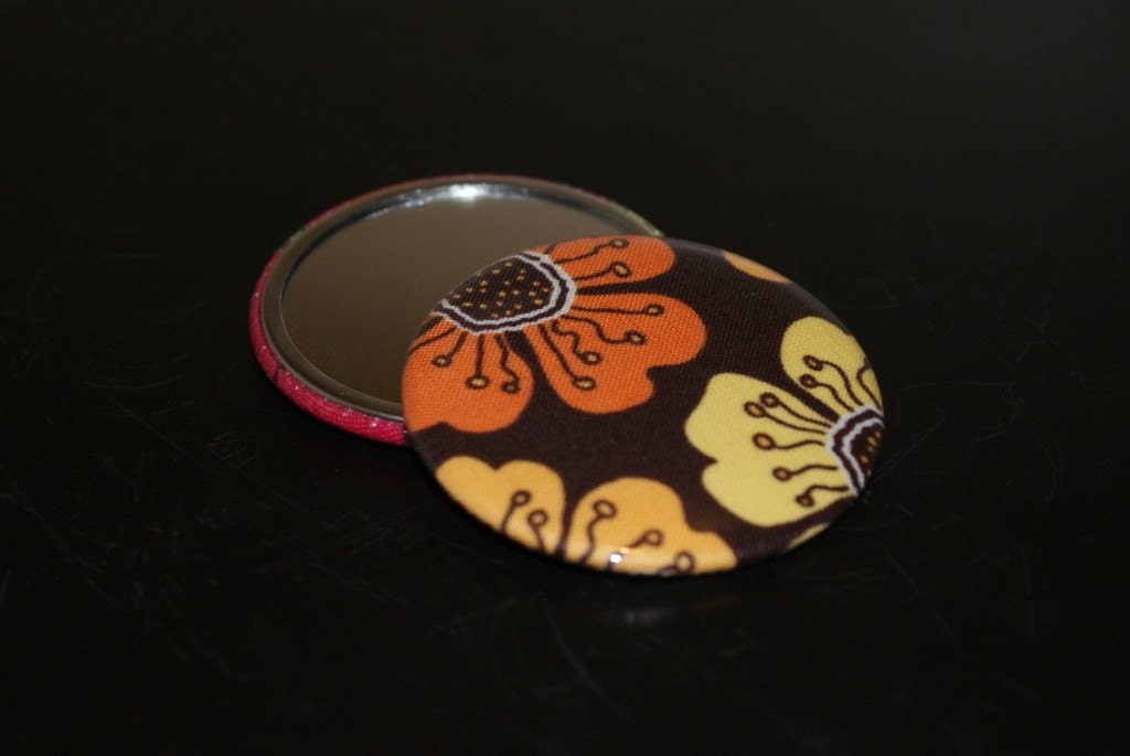 Fabric Covered Pocket Mirror 2.25 inches