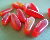Red and Orange Two-Tone Glass Dagger Beads