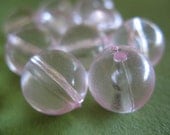 Light Pink Clear Lucite Round Beads, Medium