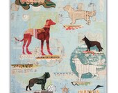 Animal Lover Dog Art, Dog Show Part I art giclee print on wood BOX PRINT reproduction, Puppy Silhouette