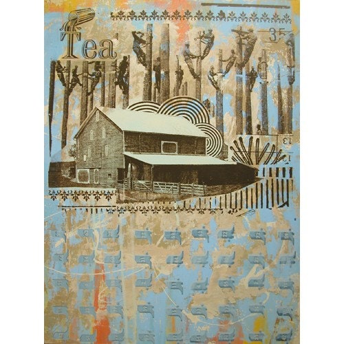 cowboy boots PAINTING ON WOOD original silkscreen
