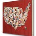 US Map Art Print on Wood, Map (Red) BOX PRINT reproduction