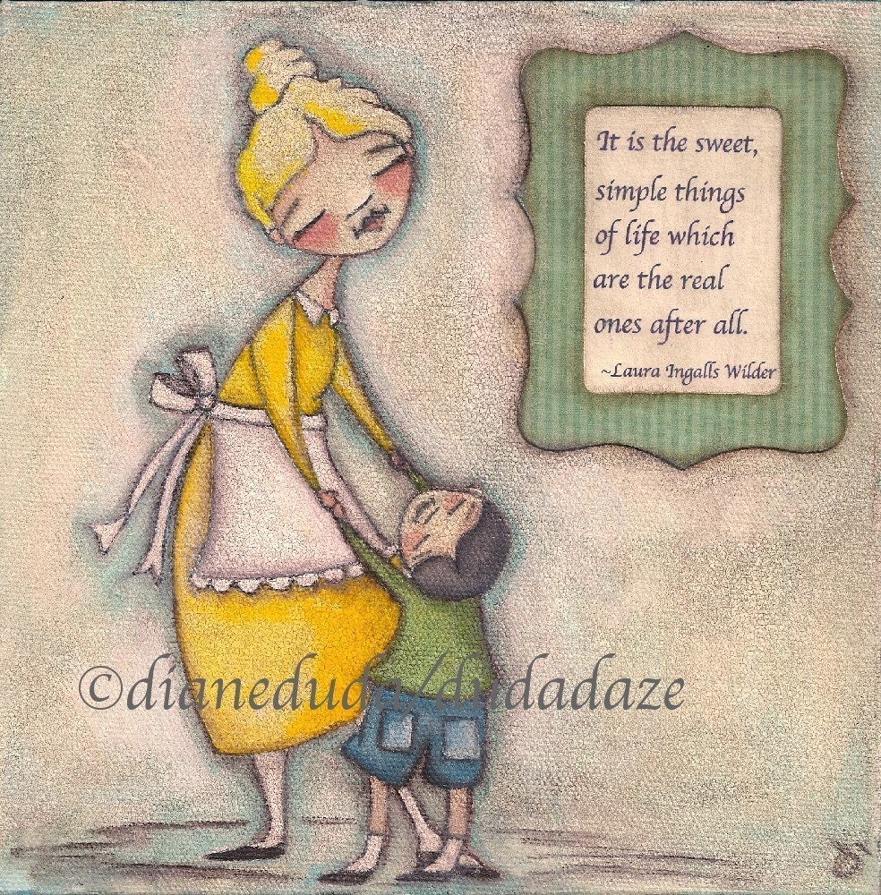 Print of my original folk art painting - Sweet, Simple Things