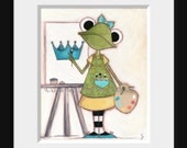 Print of my original folk art painting -  Artist Frog