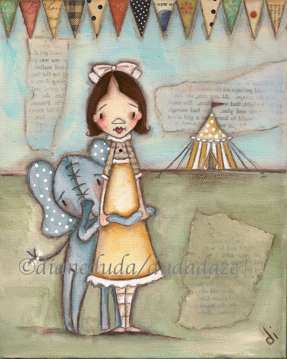 3 Print Set of my Circus Friends Childrens Fok Art Paintings