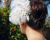 Bridal Headpiece, Wedding Hair Accessories, Bridal Feather Fascinator, Wedding Hair Comb - Romantic Juliet