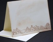 Primitive Birdhouses, blank or personalized note cards, set of 6