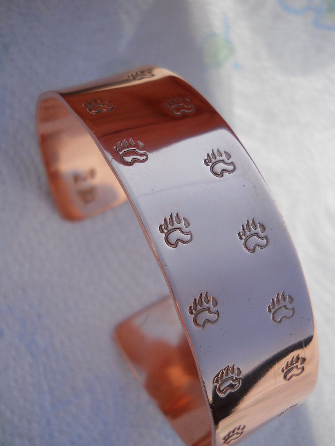 Bear Paw track copper cuff bracelet Custom personalized Choctaw Native American Indian made