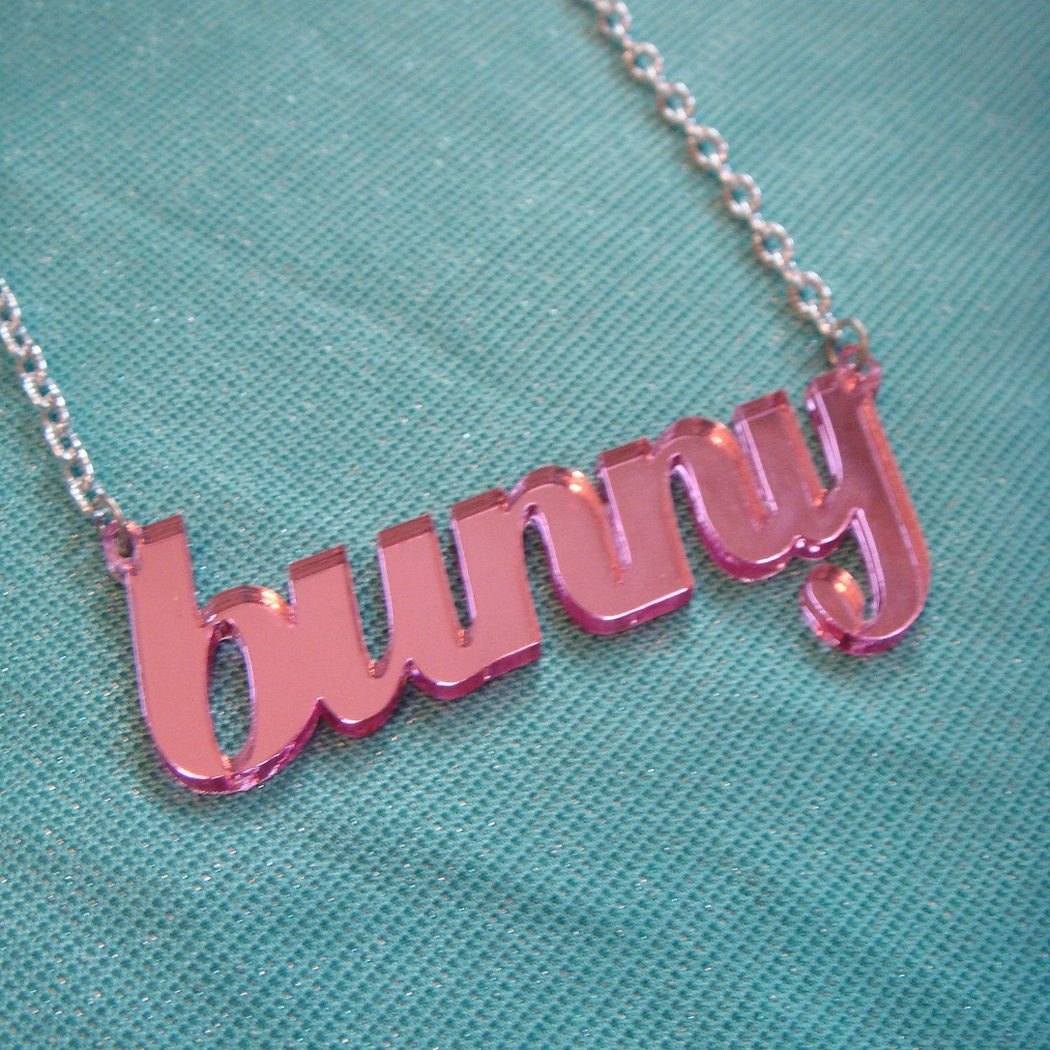 Pink Acrylic BUNNY Necklace