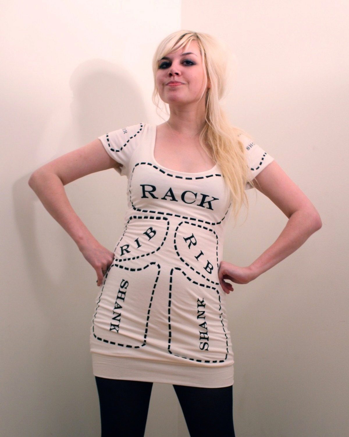 Creme Cuts of Meat dress MADE TO ORDER