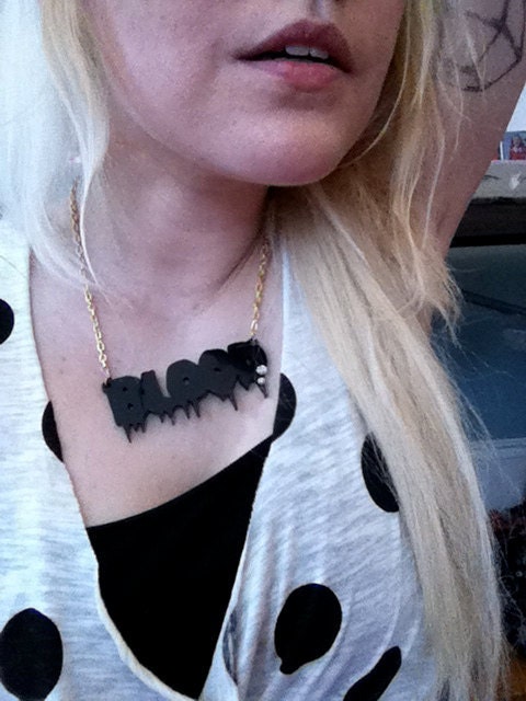 Black BLOOD Acrylic Necklace