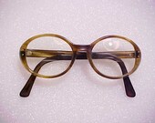 Vintage Bottle Eyeglasses Plastic Retro Mod Brown Free Shipping