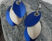 Blue and Silver Scale Maille Earrings