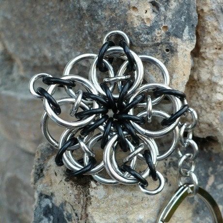 Celtic Star Heart Key Chain with Black Accents
