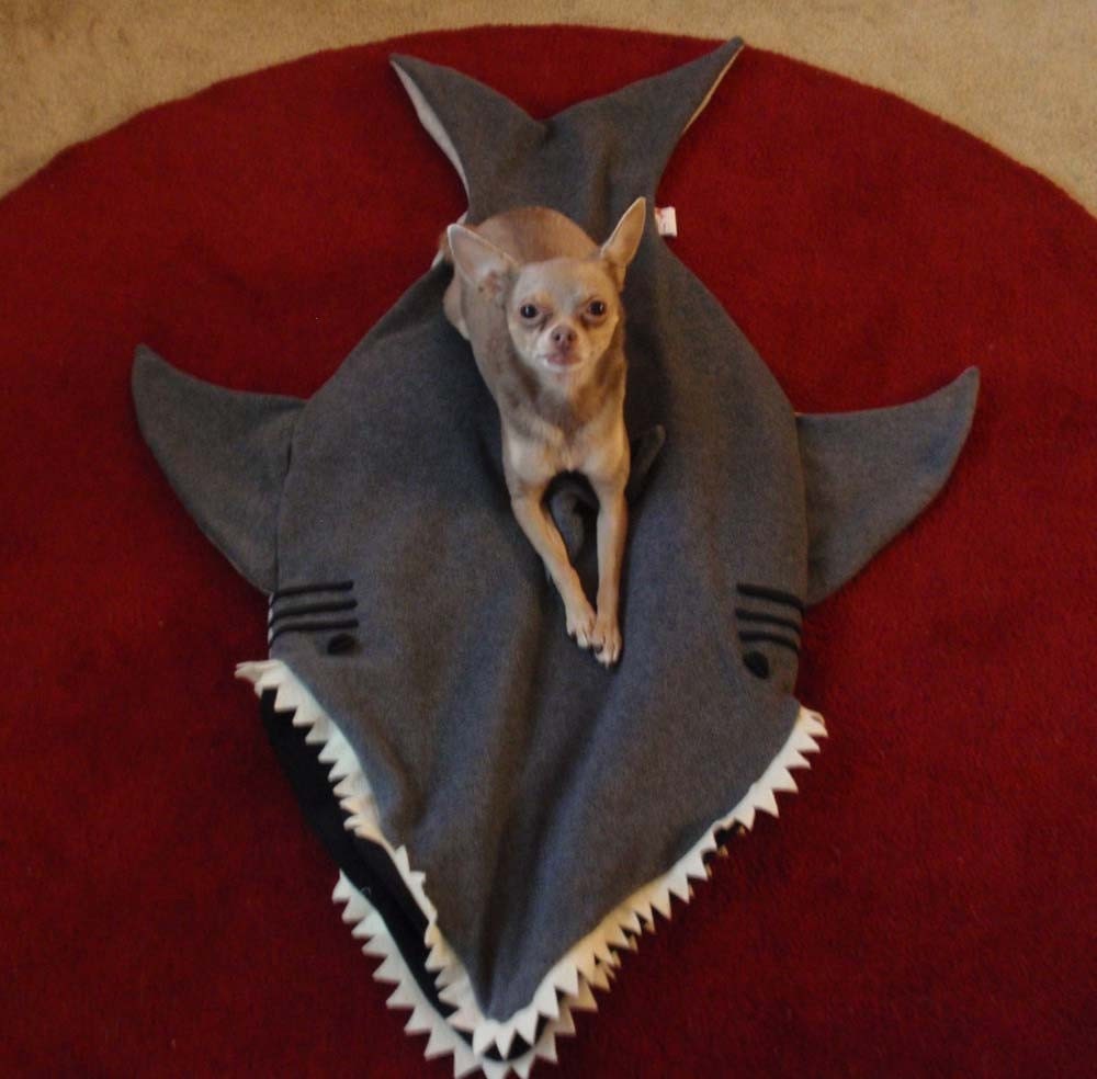 Cat Bed Blanket - Simon The Shark - PetCosy - Silly Pet Sleeping Bag / Baby Photo Prop