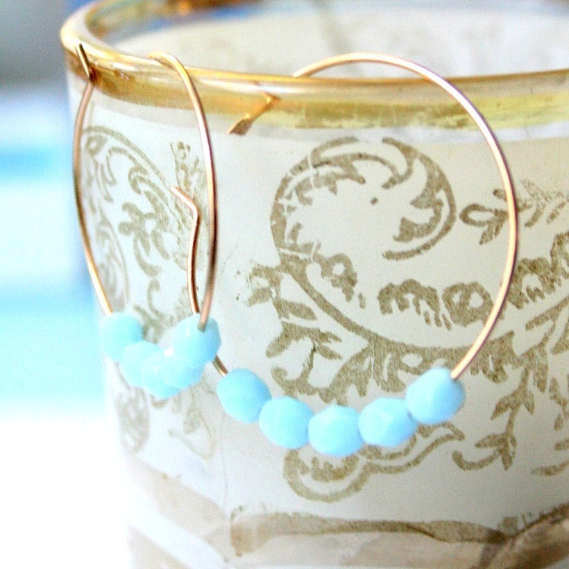 Powder Blue 14K GF Hoop Earrings